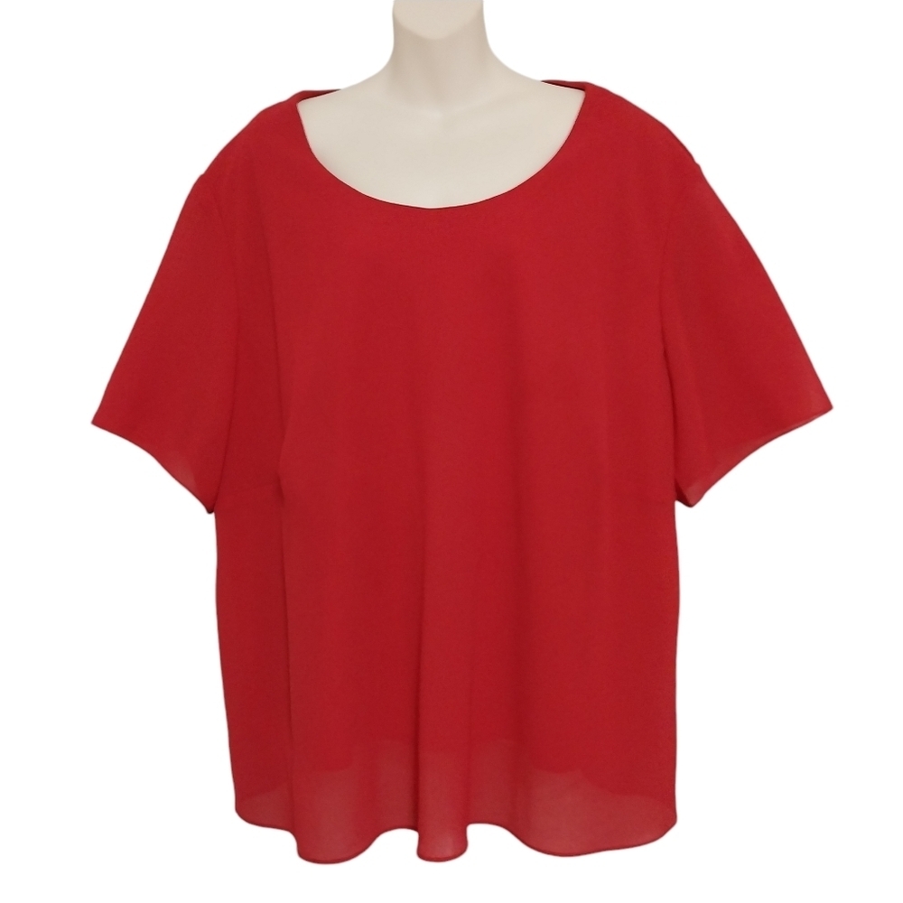 🔵BOGO FREE🔵 First Glance Short Sleeve Red Top SZ 30W